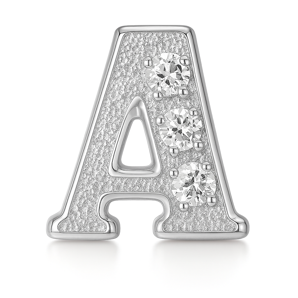 SILVER LETTER BEDAZZLED CHARM