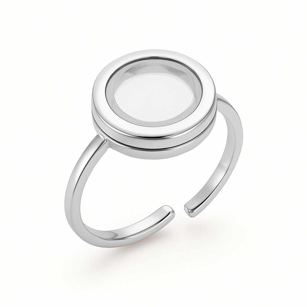 ROUND SILVER LOCKET RING