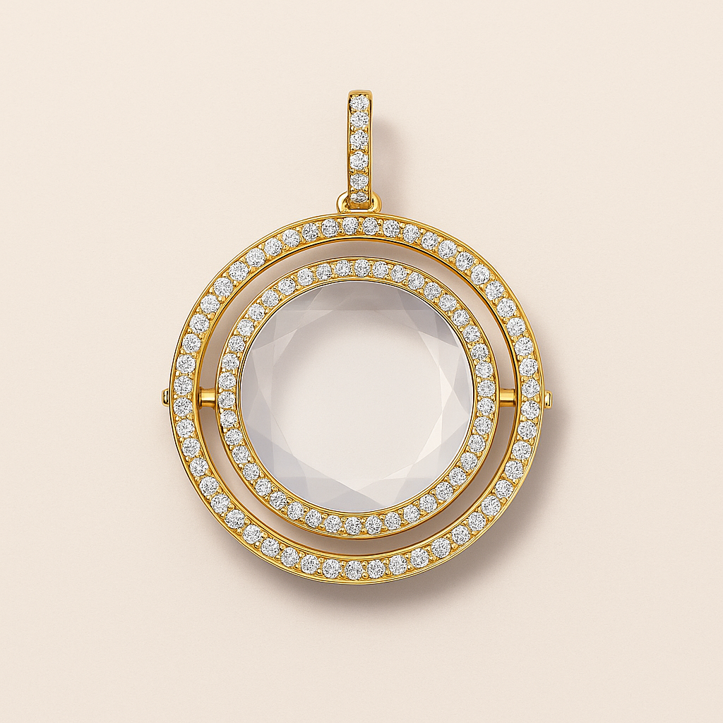 ROUND DIAMOND SPINNING LOCKET