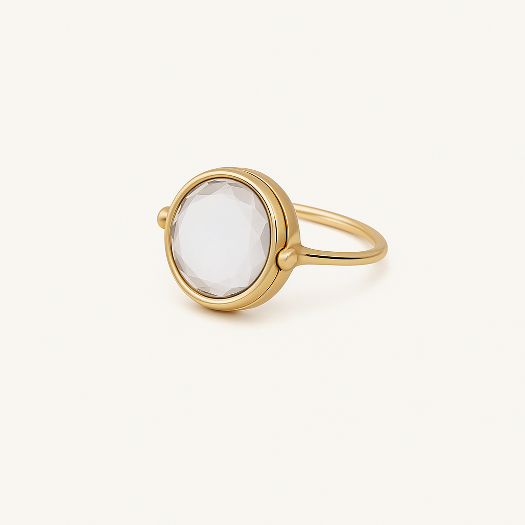 GOLD ROUND RING LOCKET