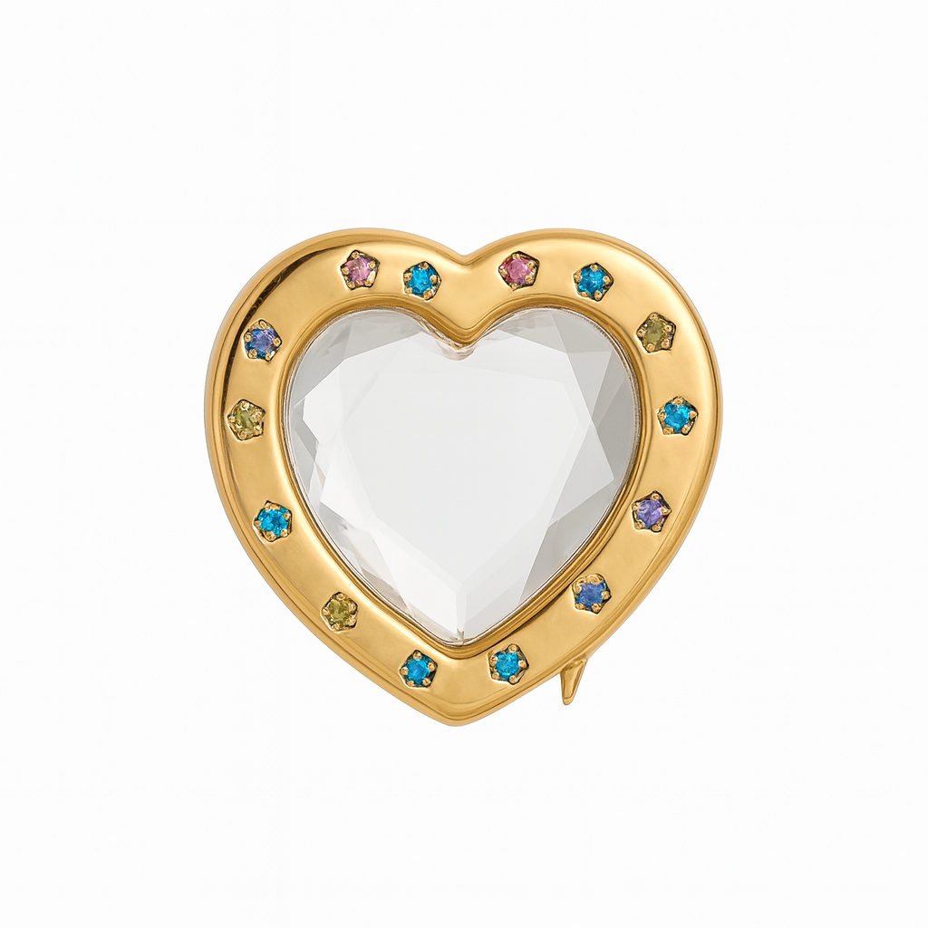BEDAZZLED HEART GOLD LOCKET