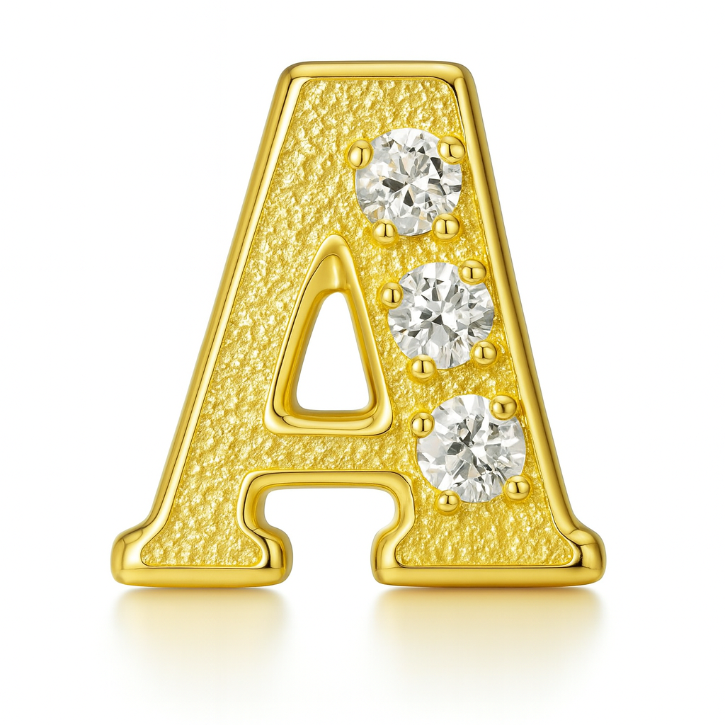 GOLD LETTER BEDAZZLED CHARM