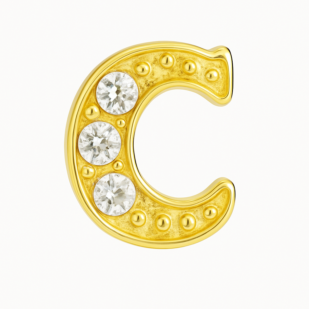 GOLD LETTER BEDAZZLED CHARM