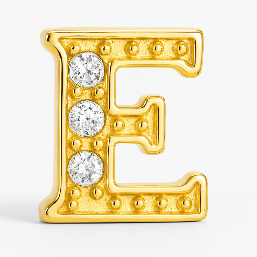 GOLD LETTER BEDAZZLED CHARM