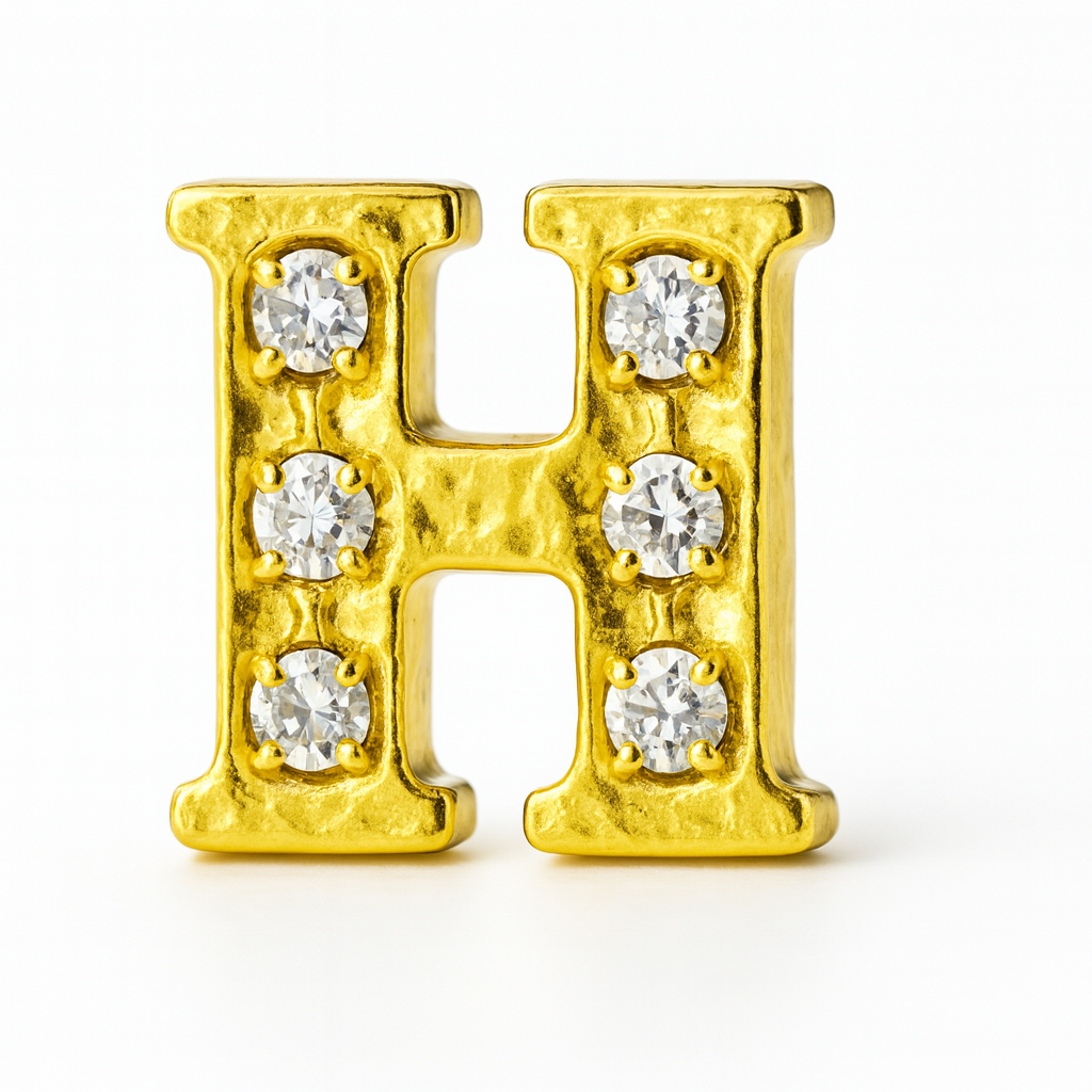 GOLD LETTER BEDAZZLED CHARM