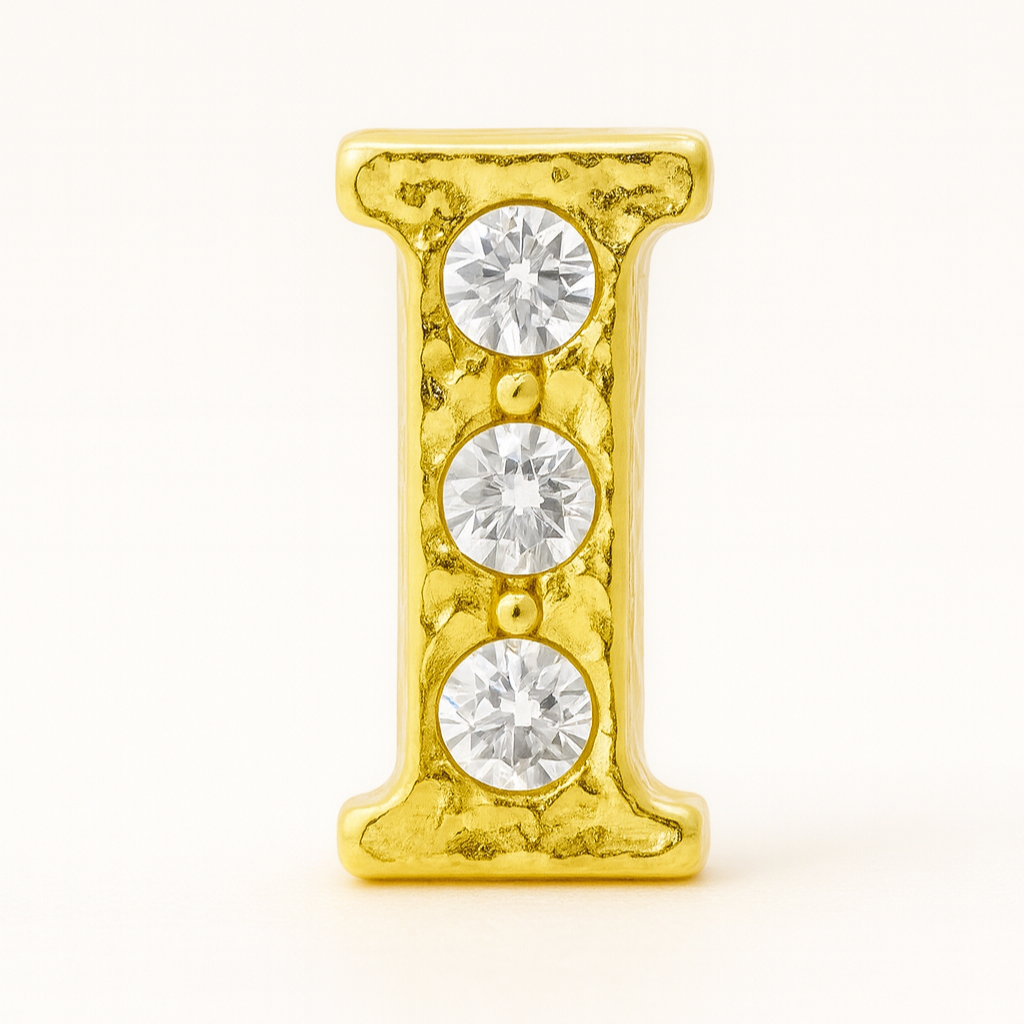 GOLD LETTER BEDAZZLED CHARM