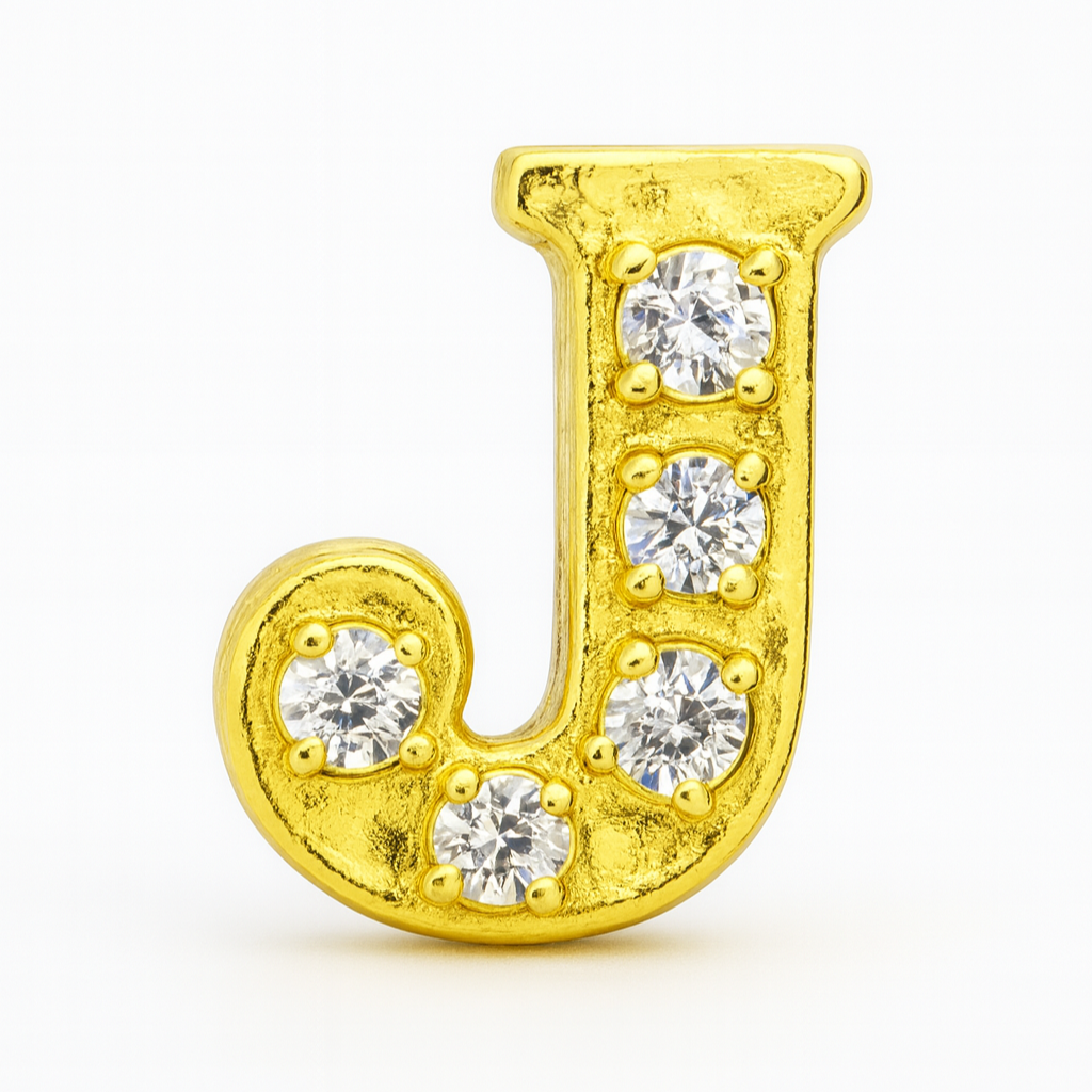 GOLD LETTER BEDAZZLED CHARM