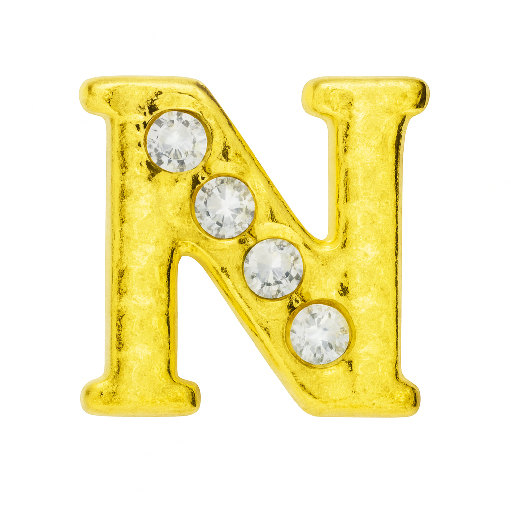 GOLD LETTER BEDAZZLED CHARM