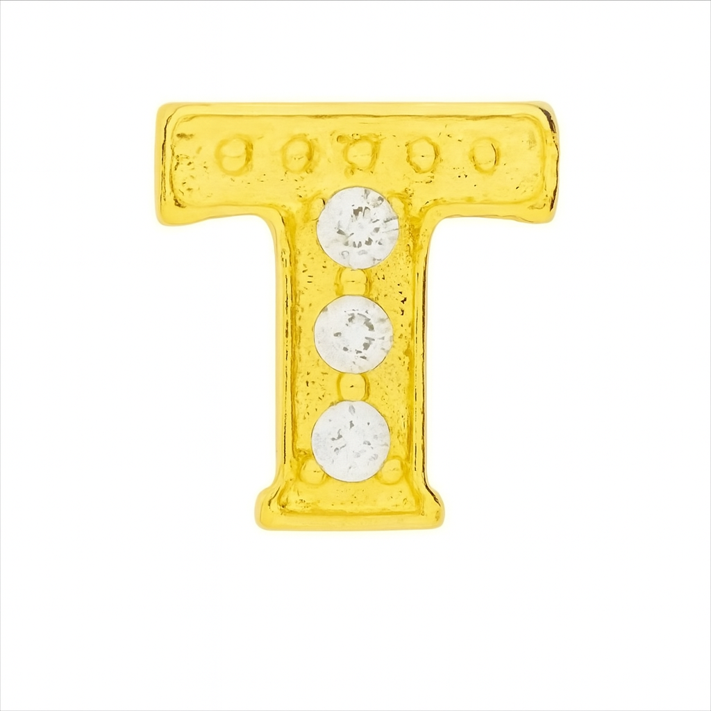 GOLD LETTER BEDAZZLED CHARM