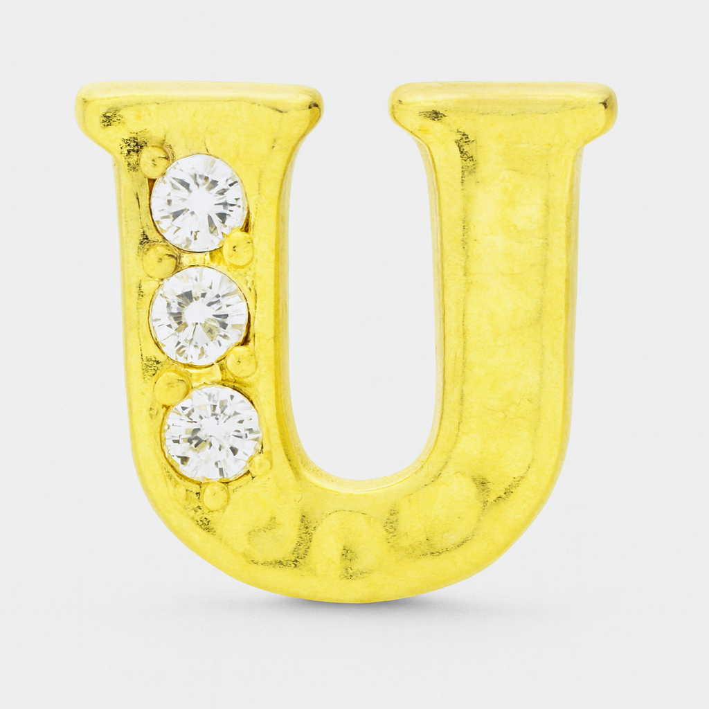 GOLD LETTER BEDAZZLED CHARM