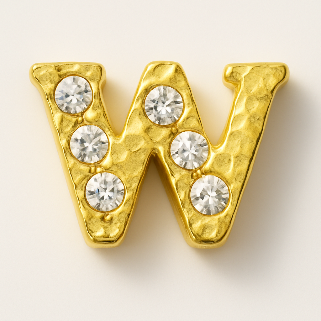 GOLD LETTER BEDAZZLED CHARM