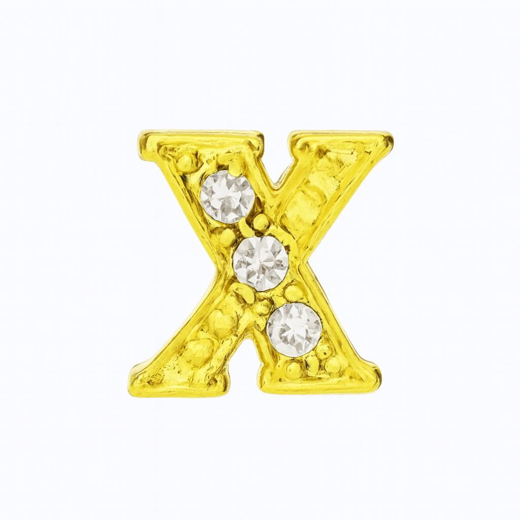 GOLD LETTER BEDAZZLED CHARM