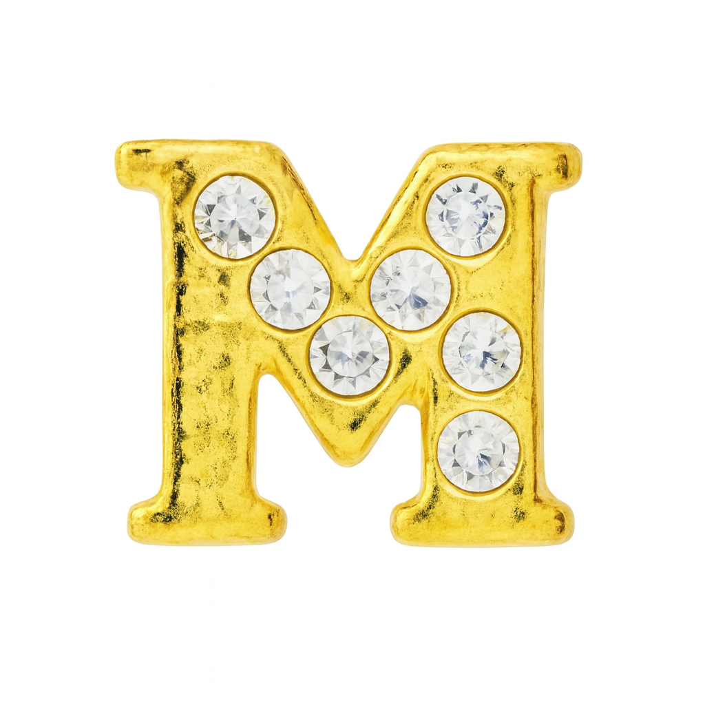 GOLD LETTER BEDAZZLED CHARM