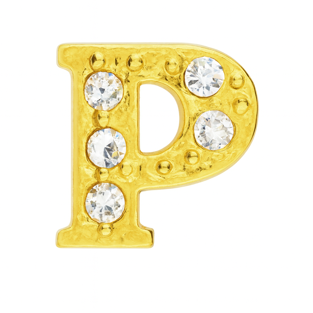 GOLD LETTER BEDAZZLED CHARM