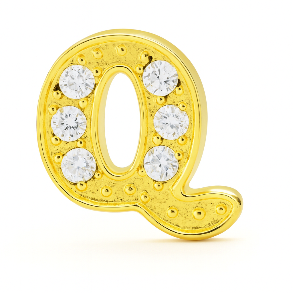 GOLD LETTER BEDAZZLED CHARM