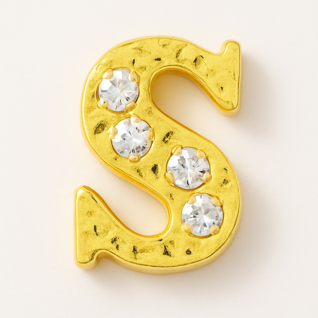 GOLD LETTER BEDAZZLED CHARM