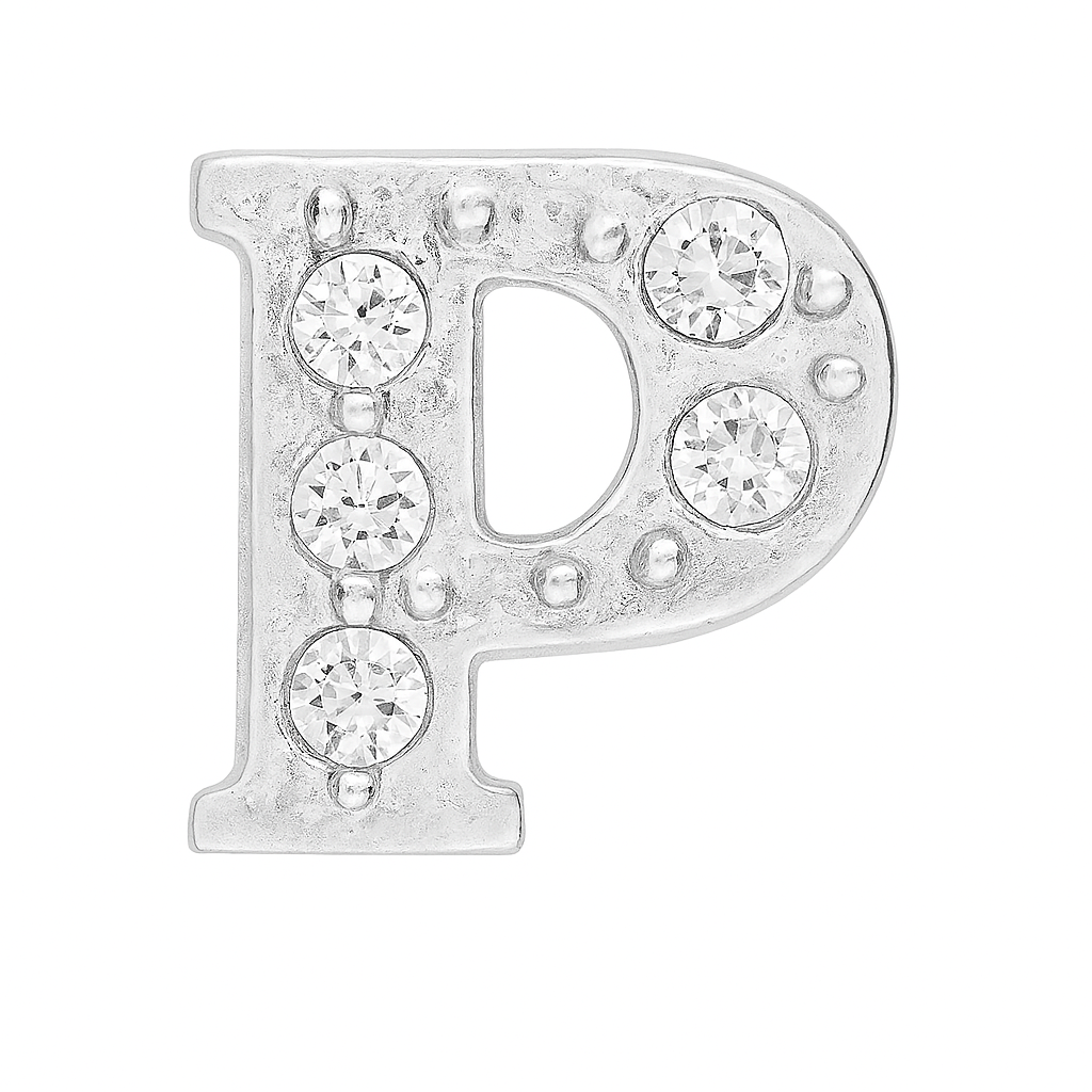 SILVER LETTER BEDAZZLED CHARM