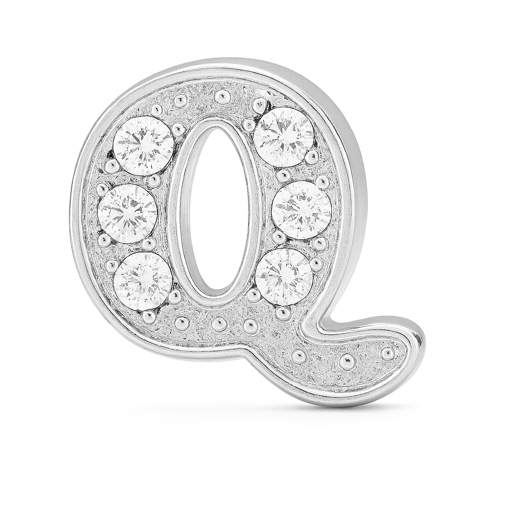 SILVER LETTER BEDAZZLED CHARM