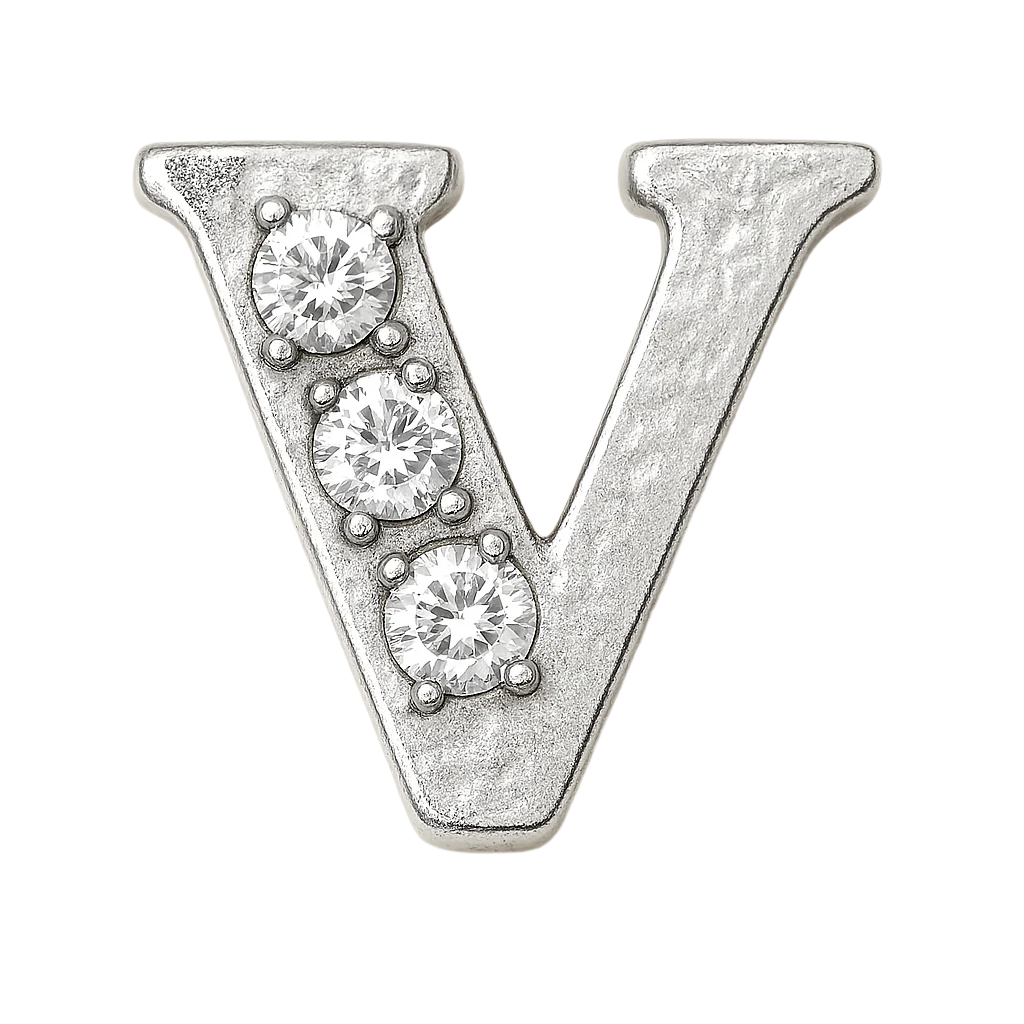 SILVER LETTER BEDAZZLED CHARM