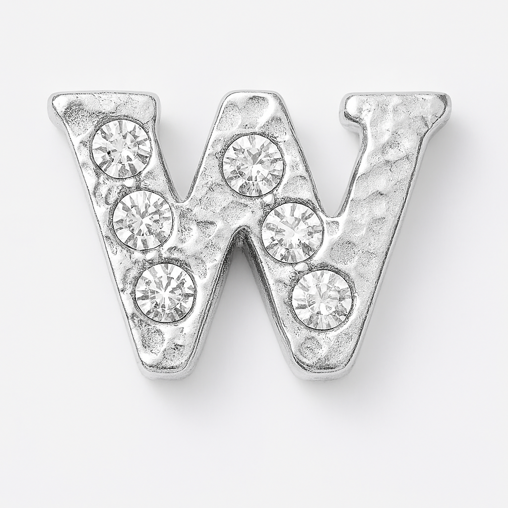 SILVER LETTER BEDAZZLED CHARM