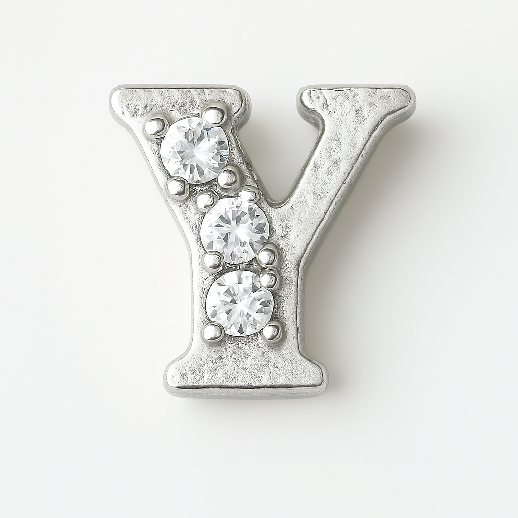 SILVER LETTER BEDAZZLED CHARM