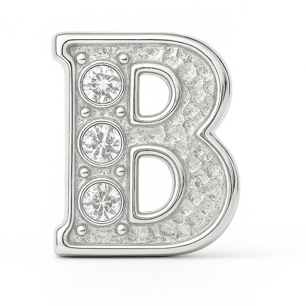 SILVER LETTER BEDAZZLED CHARM