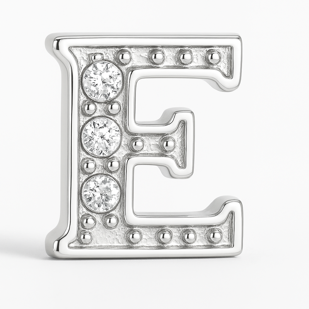 SILVER LETTER BEDAZZLED CHARM