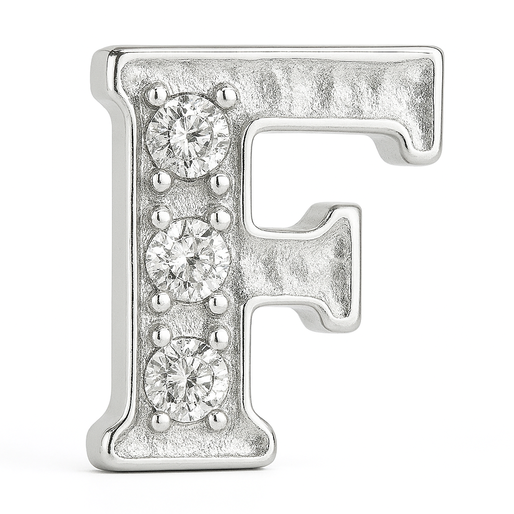 SILVER LETTER BEDAZZLED CHARM
