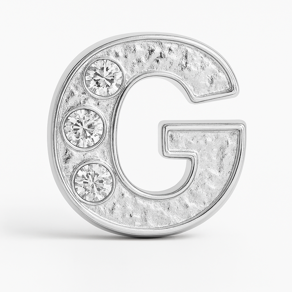 SILVER LETTER BEDAZZLED CHARM