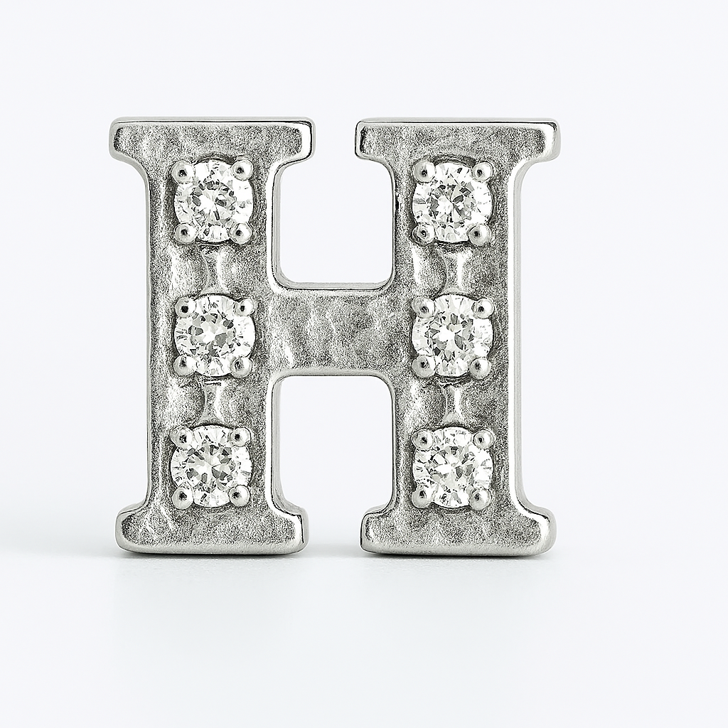 SILVER LETTER BEDAZZLED CHARM