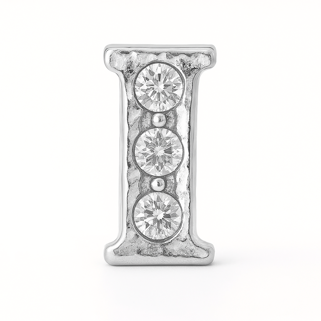 SILVER LETTER BEDAZZLED CHARM