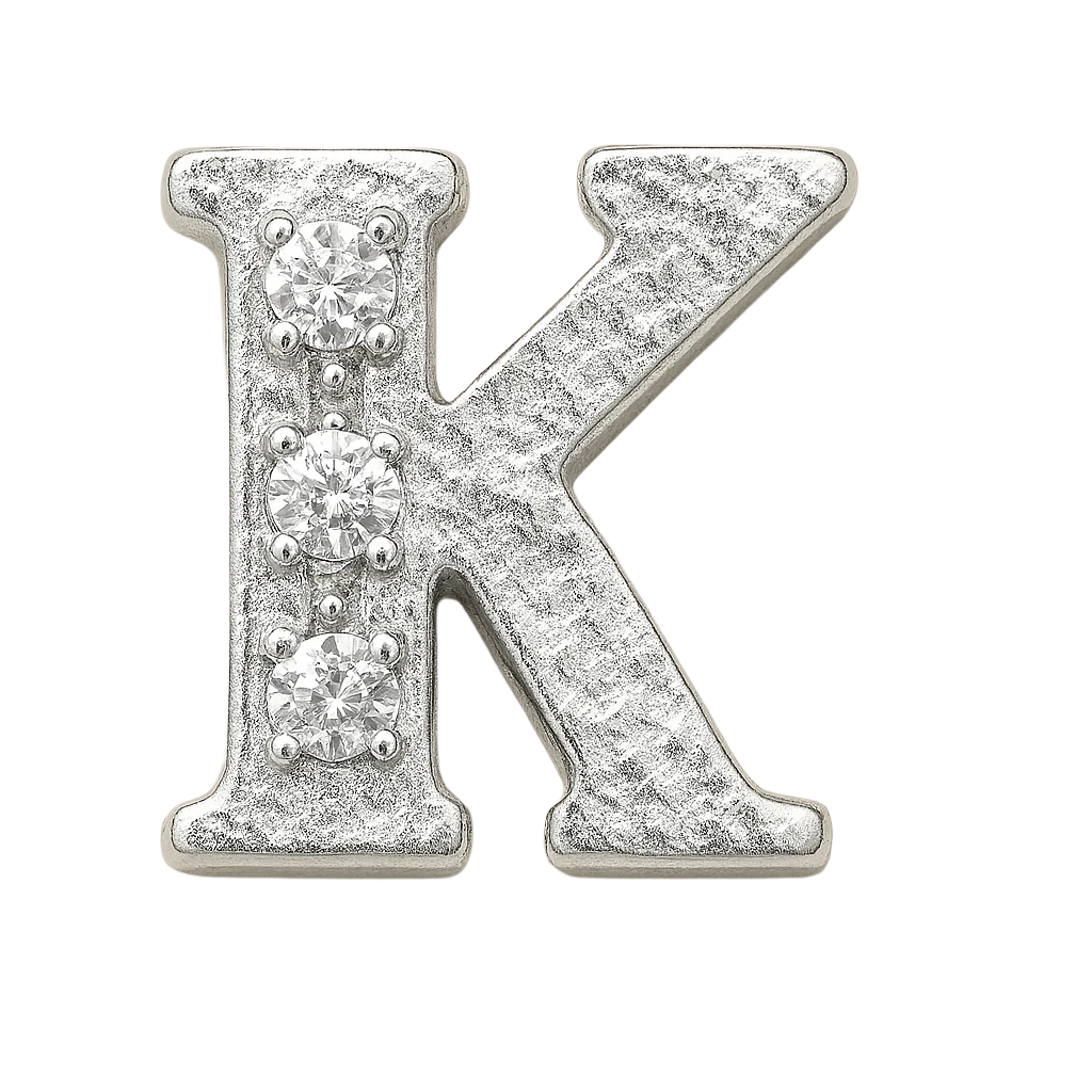 SILVER LETTER BEDAZZLED CHARM