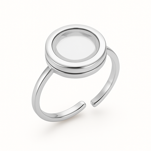 ROUND SILVER LOCKET RING