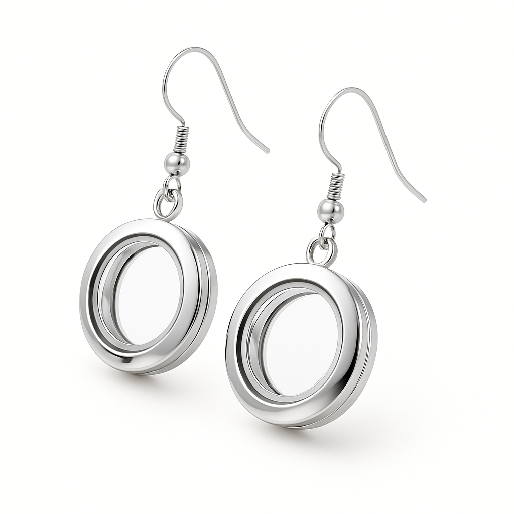SILVER ROUND LOCKET EARRINGS
