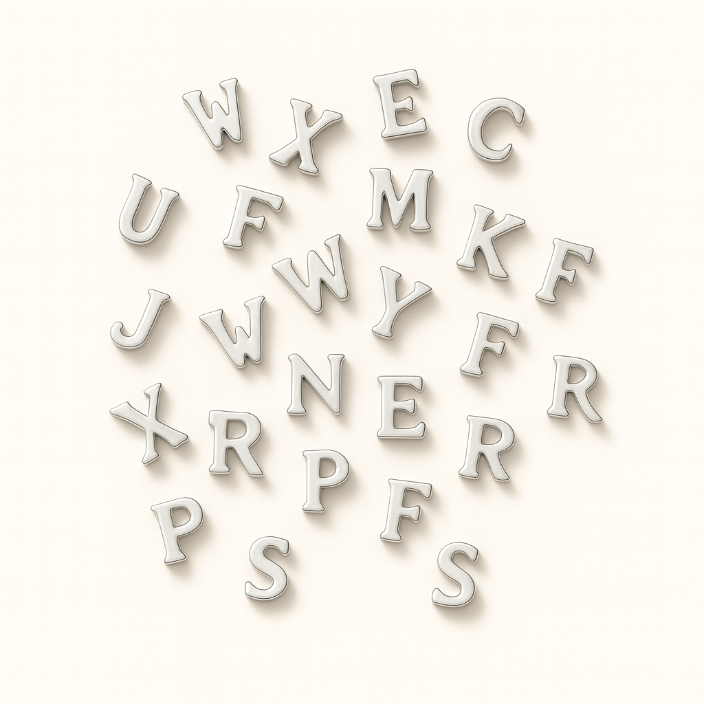 SILVER LETTER CHARM