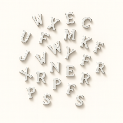 SILVER LETTER CHARM