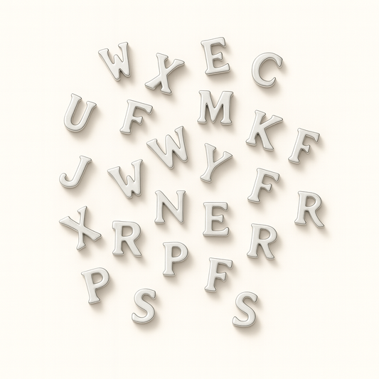 SILVER LETTER CHARM
